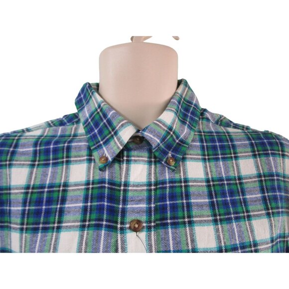Chaps Brushed Flannel Blue Green Plaid Mens Lg Button Down NWT - Picture 8 of 16